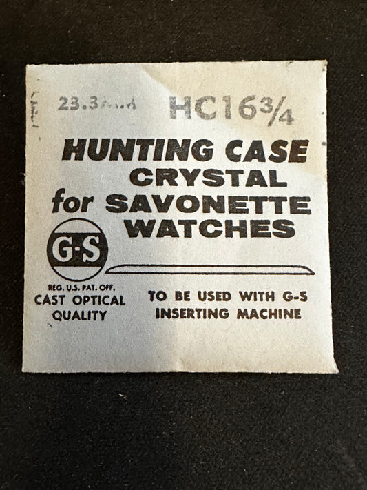 GS HC 16¾ Hunting Case Pocket Watch Crystal 23.3mm - New