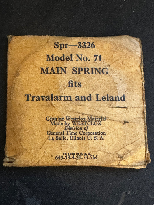 Westclox Factory Mainspring for Travalarm and Leland Model 71 Travel Clocks