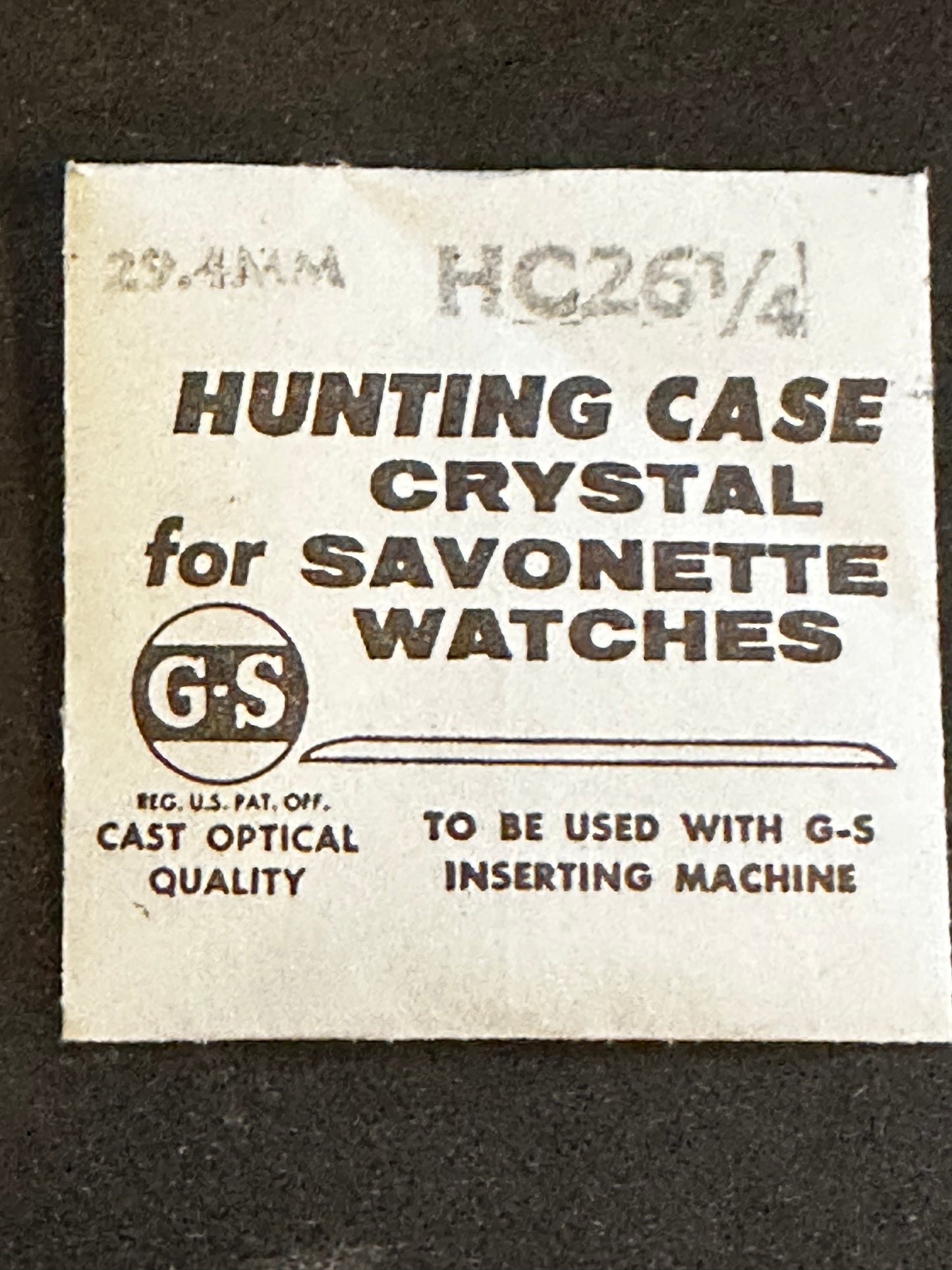GS HC 26¼ Hunting Case Pocket Watch Crystal 29.4mm - New