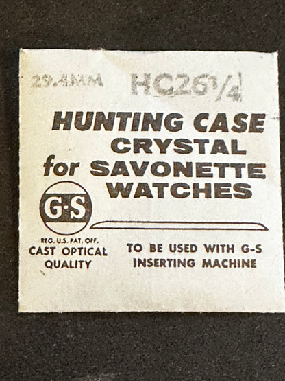 GS HC 26¼ Hunting Case Pocket Watch Crystal 29.4mm - New