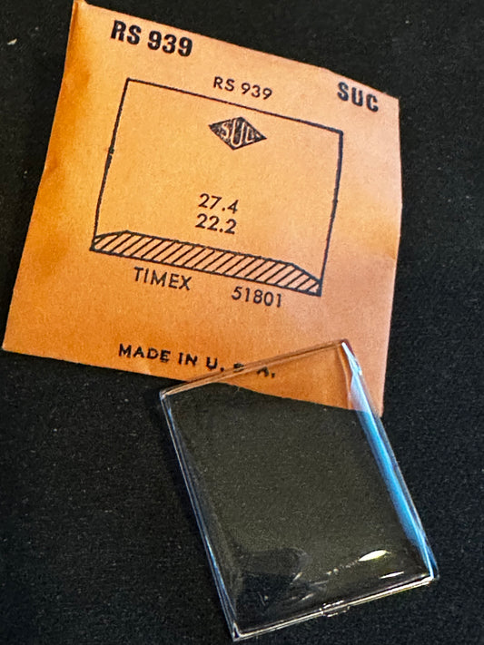 SUC Rocket Crystal RS 939 for TIMEX case #51801 - 27.4 x 22.2mm - New
