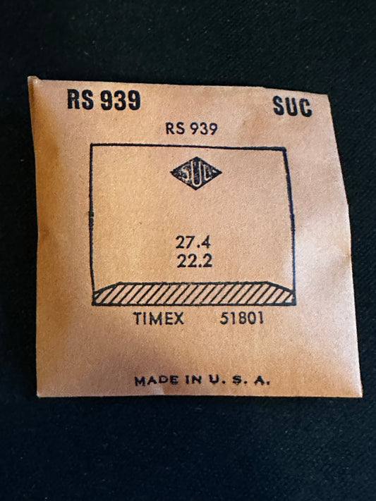 SUC Rocket Crystal RS 939 for TIMEX case #51801 - 27.4 x 22.2mm - New