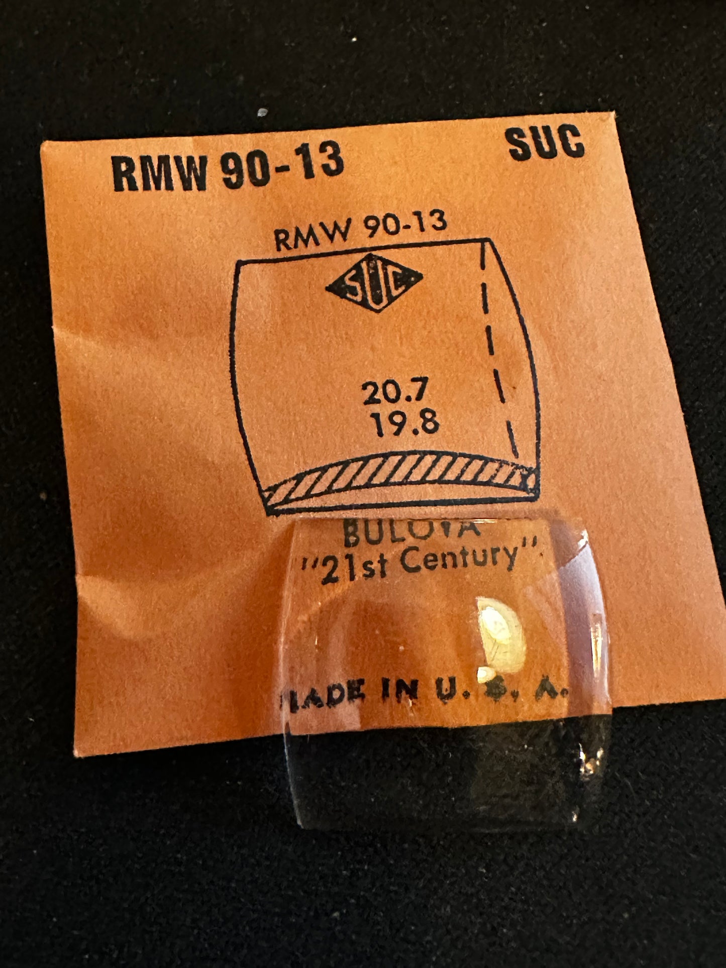 SUC Rocket Crystal RMW 90-13 for BULOVA 21st Century - 20.7 x 19.8mm - New