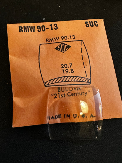 SUC Rocket Crystal RMW 90-13 for BULOVA 21st Century - 20.7 x 19.8mm - New