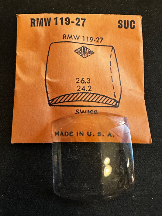 SUC Rocket Crystal RMW 119-27 for SWISS watches - 26.3 x 24.2mm - New