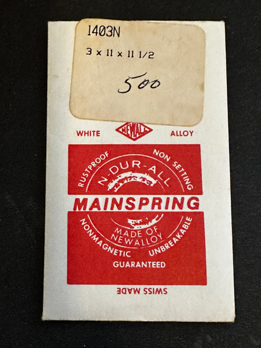 Newall Mainspring 1403N for Bulova 6AE, 6AF, Uwersi 57/10, Font 332, Peseux 180, 320 - Alloy