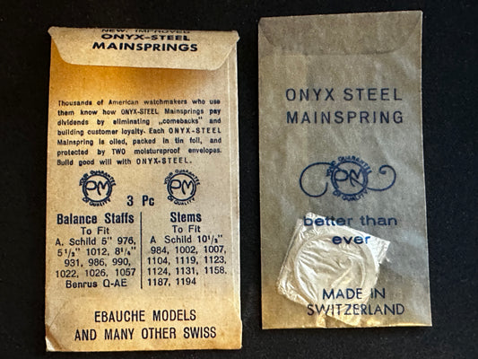 PM ONYX Steel Mainspring #78 for Font caliber 175, 176, Benrus caliber AR, AT