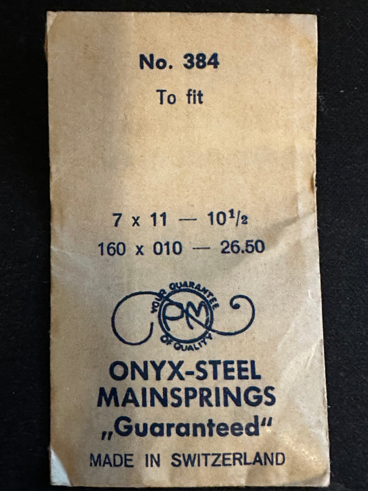 PM Mainspring No. 384 for Gruen caliber 580, 581, 582, 587 - ONYX Steel