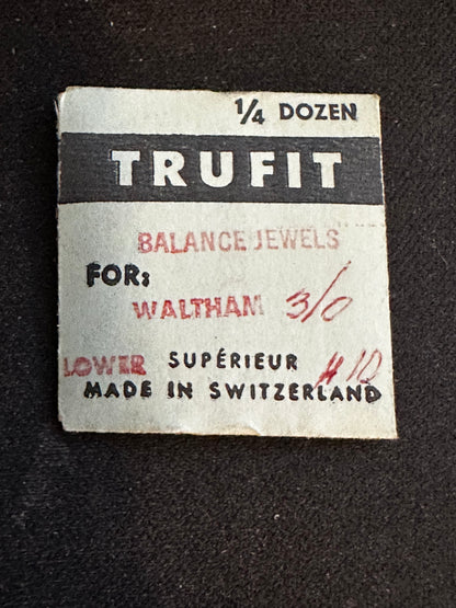 Trufit Waltham 3/0s Balance Lower Hole Jewels (3), No. 20367, Hole 10 - New