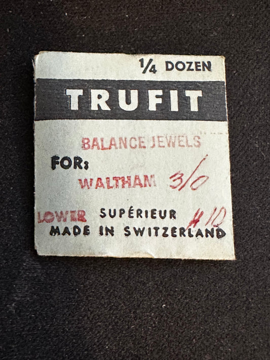 Trufit Waltham 3/0s Balance Lower Hole Jewels (3), No. 20367, Hole 10 - New