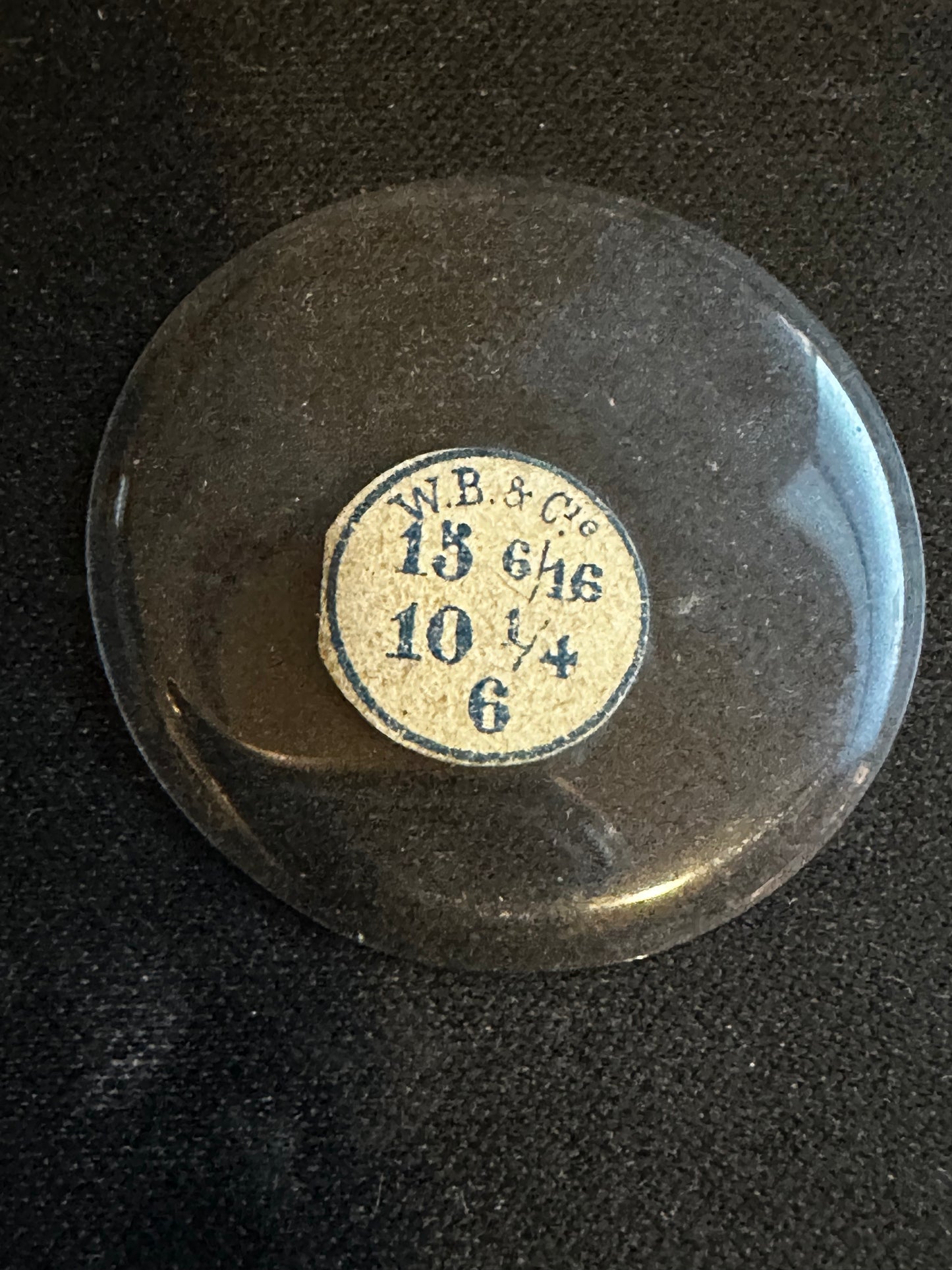 W. B. & C. Vintage Glass Hunting Case Watch Crystal 15-6/16 (~34.7mm) - NOS