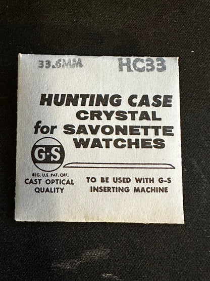 GS HC 33 Hunting Case Pocket Watch Crystal 33.6mm - New