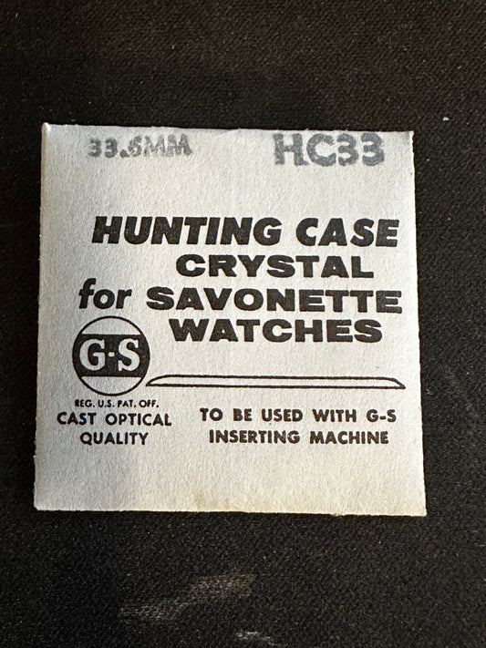 GS HC 33 Hunting Case Pocket Watch Crystal 33.6mm - New
