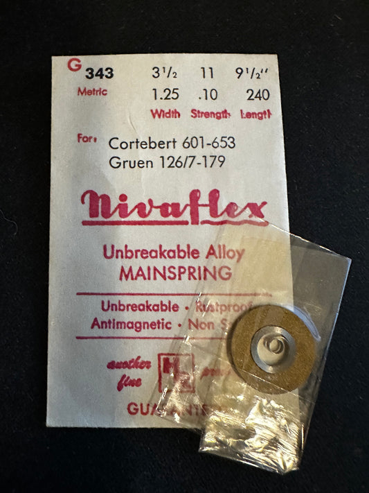 HR Nivastar Mainspring G343 for Cortebert 601, 653, Gruen 126, 127, 179 - Alloy