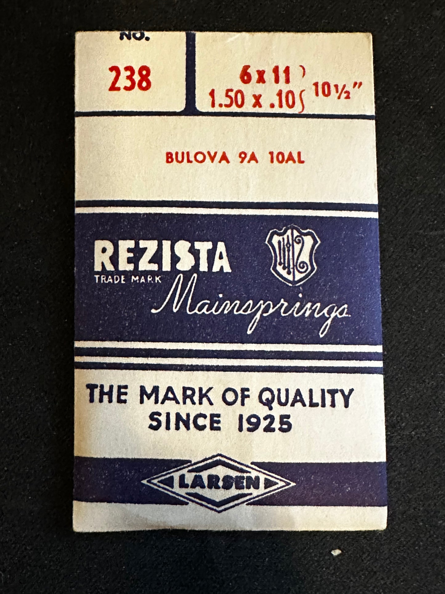 Rezista Mainspring #238 for Bulova 9A, 10AL movements - Steel