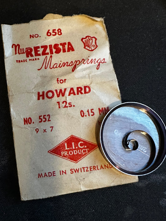NuREZISTA Mainspring #658 for Howard 12s Factory No. 552 - Steel