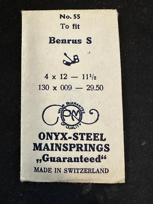 PM ONYX Steel Mainspring #55 for Benrus caliber S