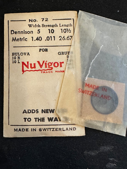 NuVigor Mainspring No. 72 for Bulova 10B, 10L movements - Steel