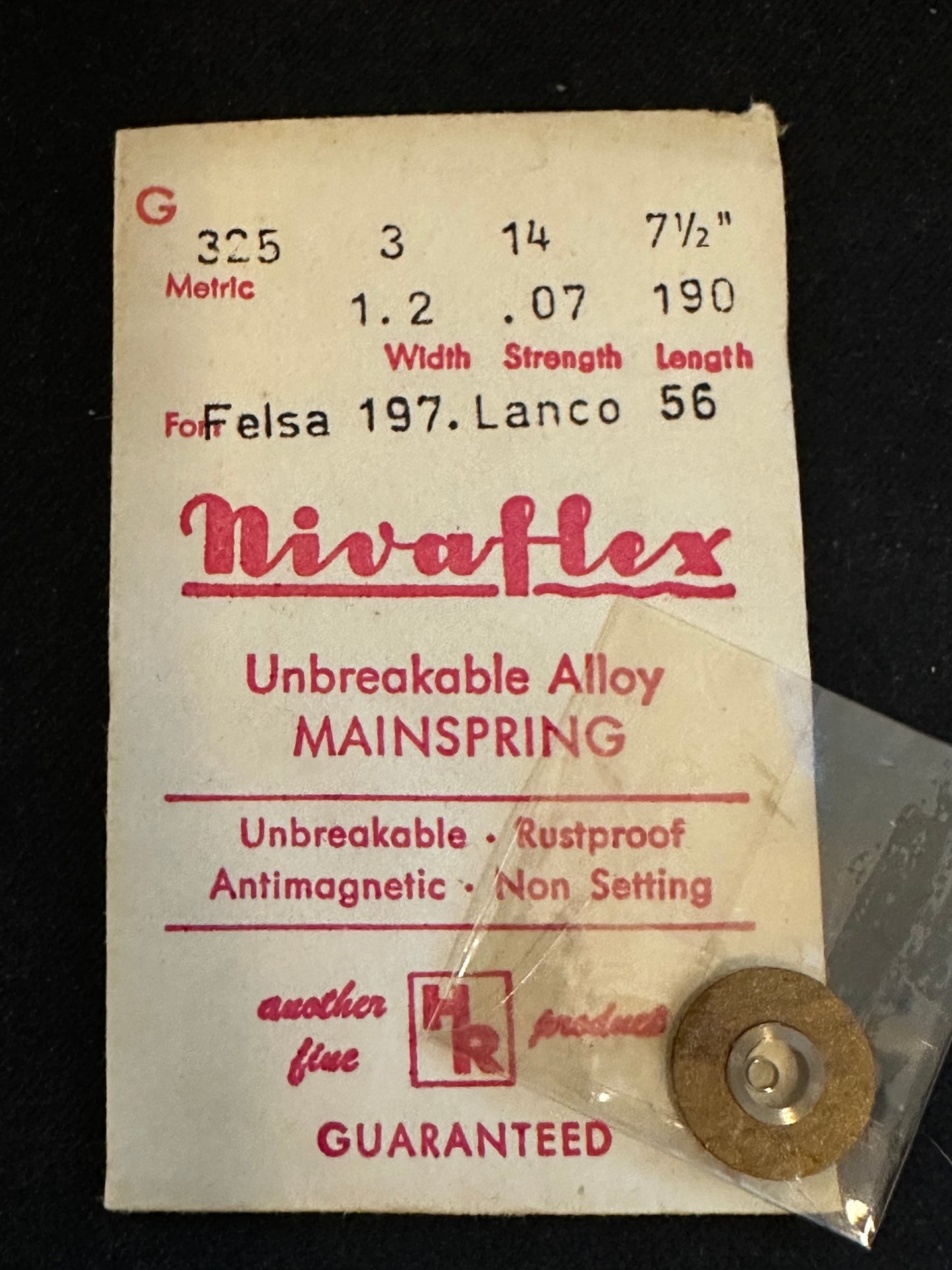 HR Nivaflex Mainspring G325 for Felsa 197, Lanco 56 - Alloy
