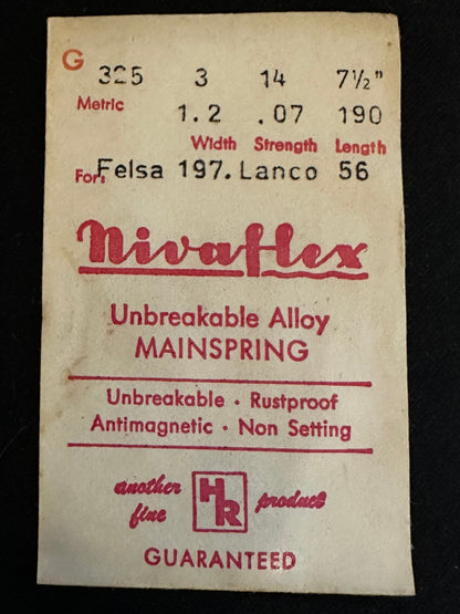 HR Nivaflex Mainspring G325 for Felsa 197, Lanco 56 - Alloy