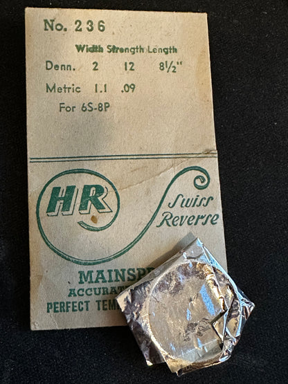 HR Mainspring No. 236 for Bulova caliber 6S, 8P - Steel