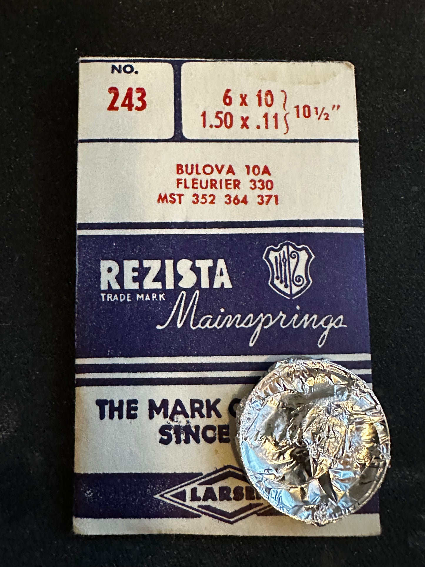 Rezista Mainspring #243 for Bulova 10A, Fleurier 330, MST 352, 364, 371 movements - Steel
