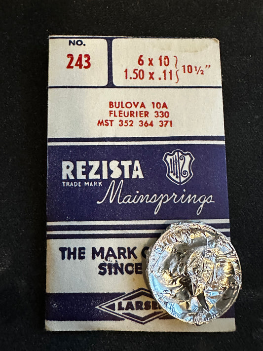 Rezista Mainspring #243 for Bulova 10A, Fleurier 330, MST 352, 364, 371 movements - Steel