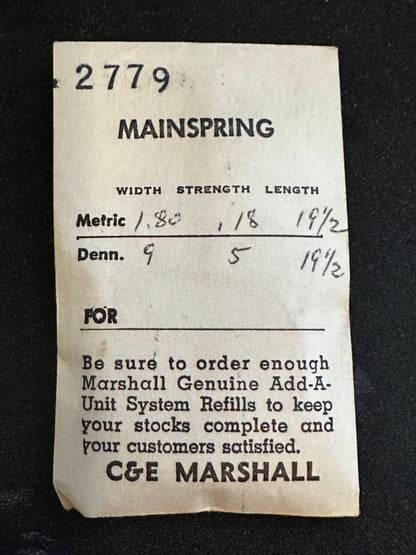 Marco Mainspring #2779 for Tavannes caliber 719 to 779 - Steel