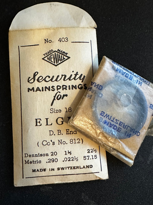 Newall Security Mainspring #403 for Elgin 18s Factory No. 812 - Steel