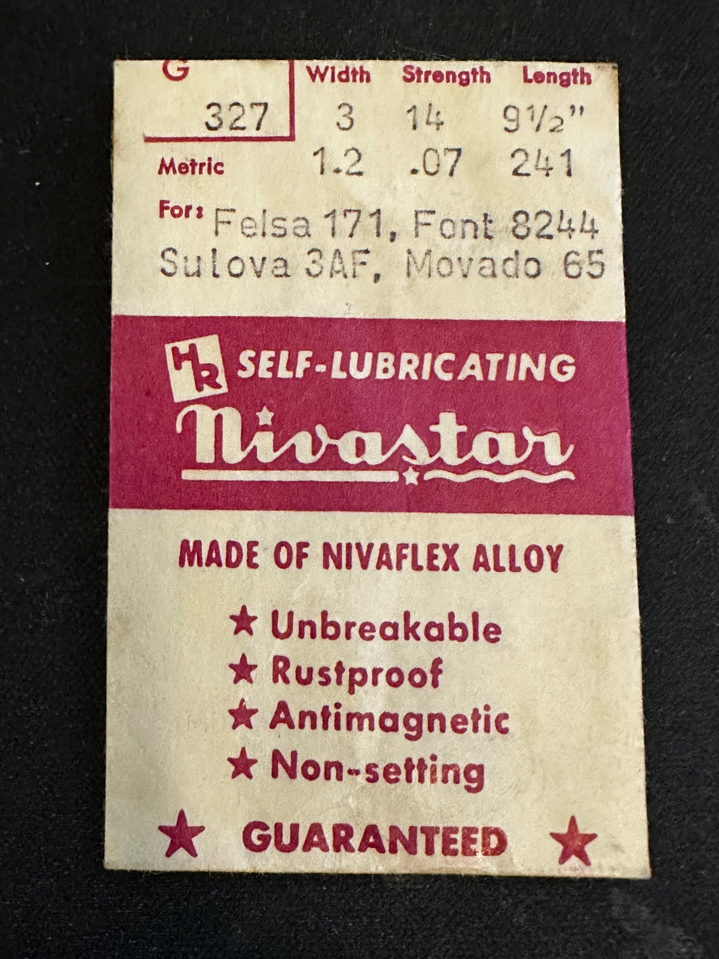 HR Nivastar Mainspring G327 for Movado 65, Bulova 3AF, Font 8244, Felsa 171 - Alloy