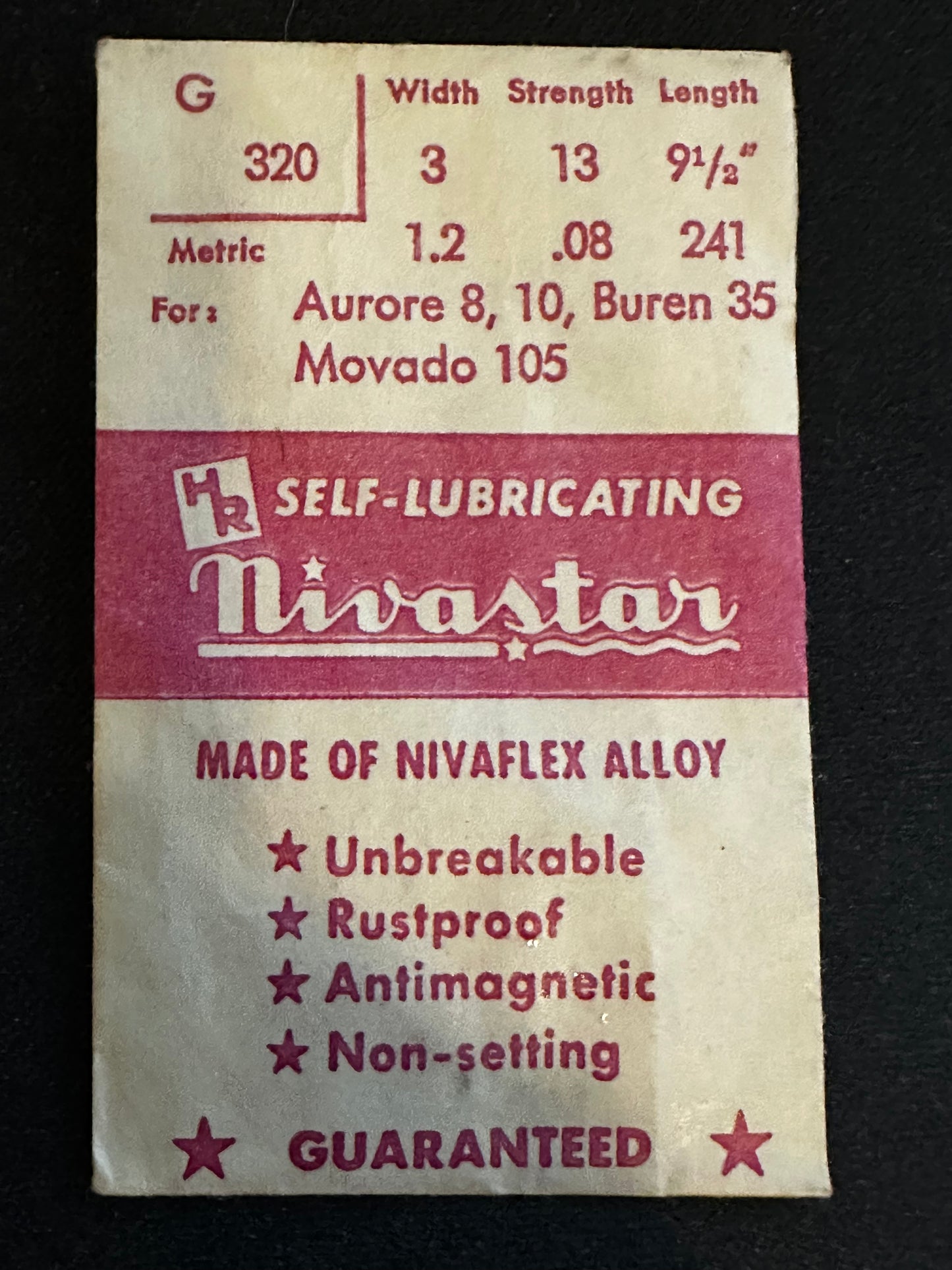HR Nivastar Mainspring G320 for Aurore 8, 10, Buren 35, Movado 105 - Alloy