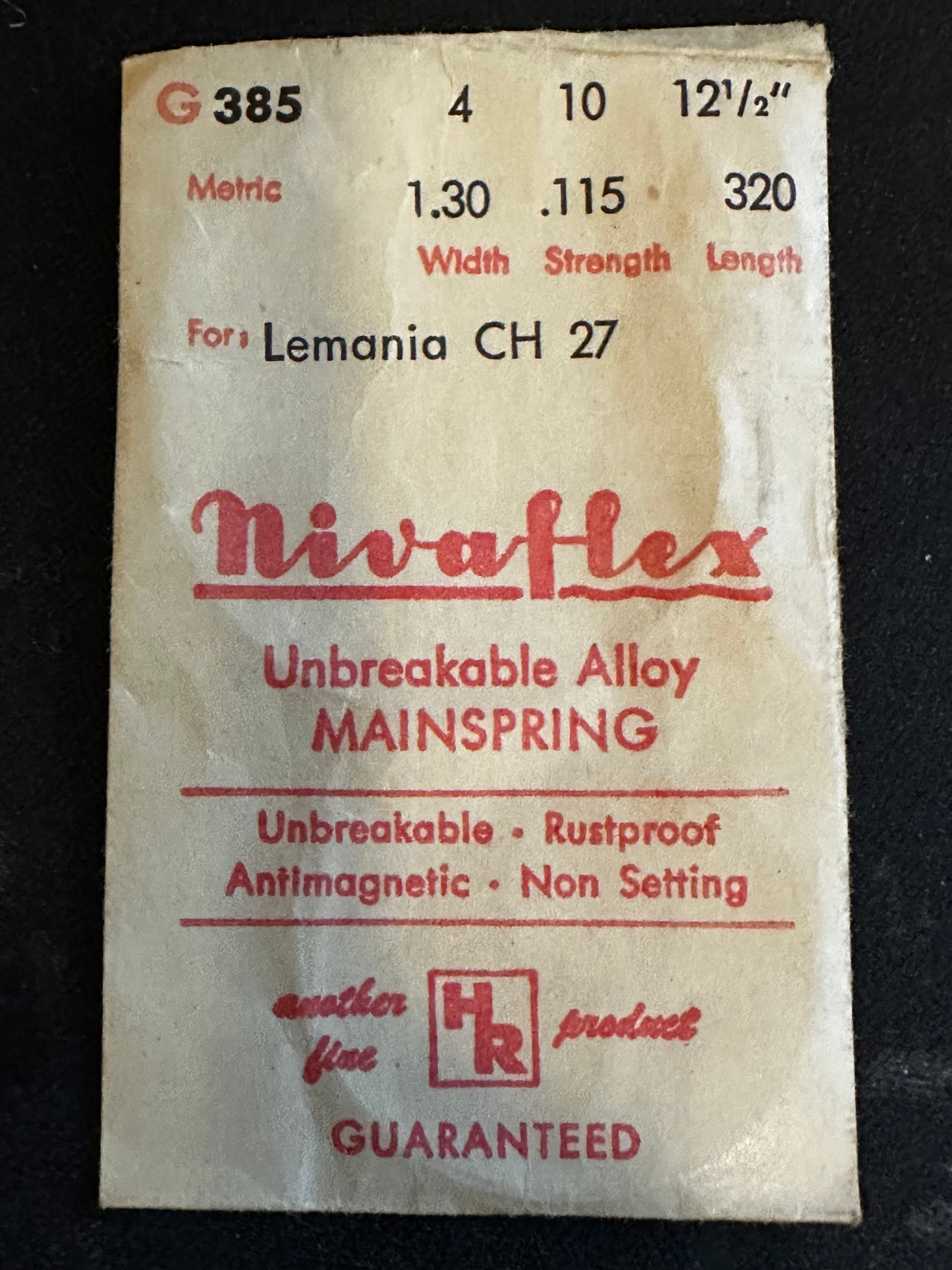 HR Nivaflex Mainspring G385 for Lemania caliber 27 Chronograph - Alloy