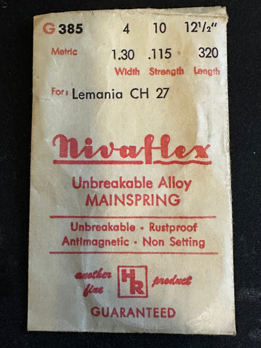 HR Nivaflex Mainspring G385 for Lemania caliber 27 Chronograph - Alloy