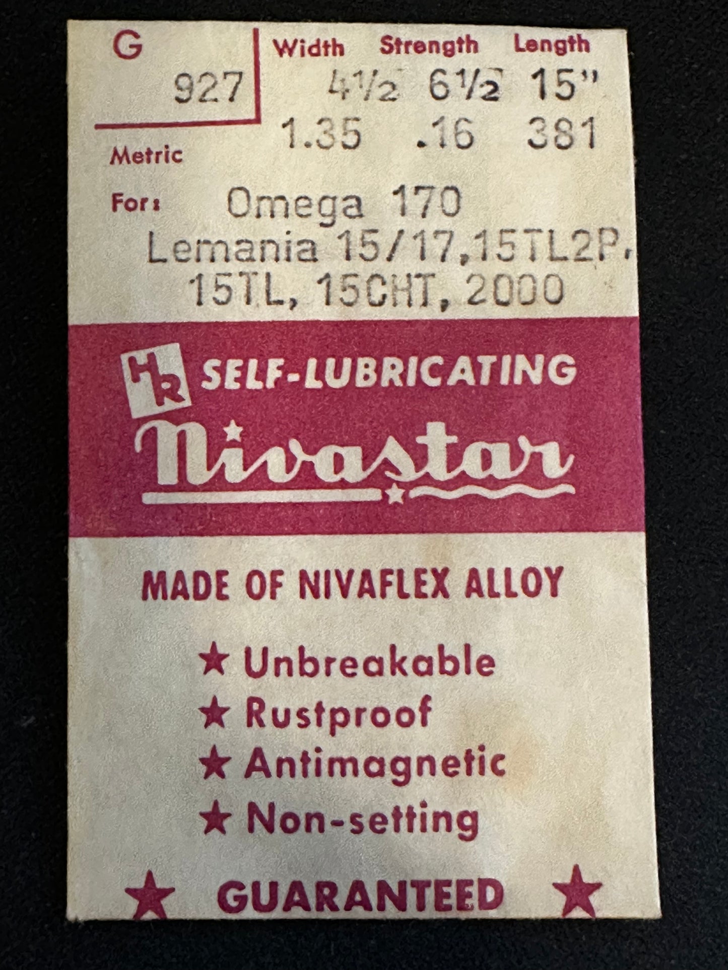 HR Nivastar Mainspring G927 for Omega 170, Lemania 15/17, 15TL, 15CHT, 15TLP2 Chronograph - Alloy