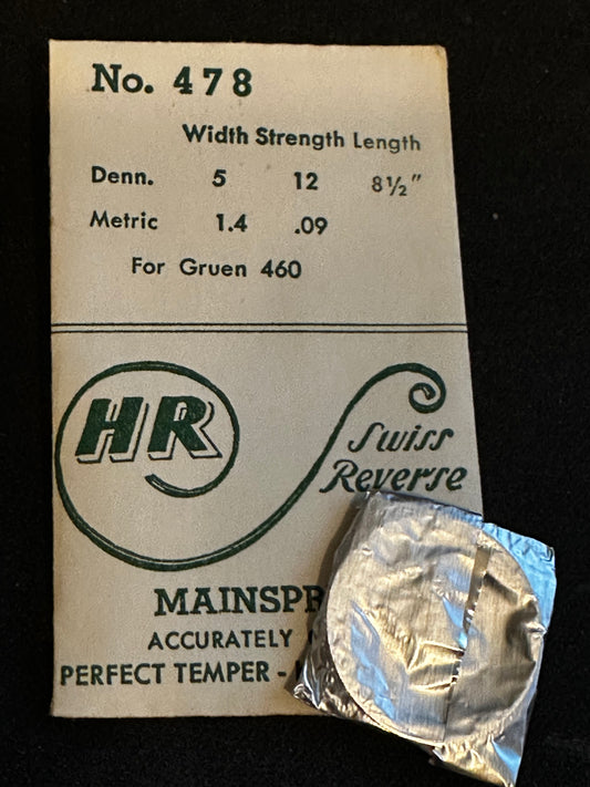 HR Mainspring No. 478 for Gruen caliber 460 - Steel
