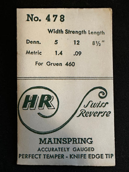 HR Mainspring No. 478 for Gruen caliber 460 - Steel