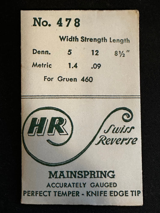 HR Mainspring No. 478 for Gruen caliber 460 - Steel