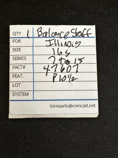 Illinois Factory Balance Staff for 16s Burlington Pocket Watch movements No. 47607