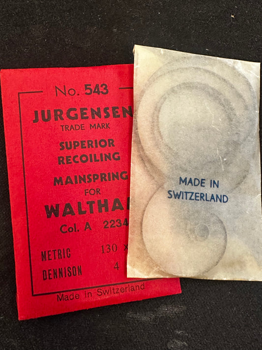 Jurgensen Mainspring #543 for Waltham Colonial A No. 2234 - Steel