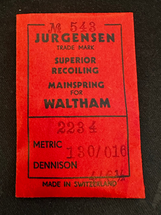 Jurgensen Mainspring #543 for Waltham Colonial A No. 2234 - Steel
