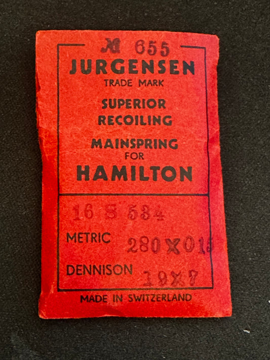 Jurgensen Mainspring #655 for 16s Hamilton Watch No. 534 - Steel