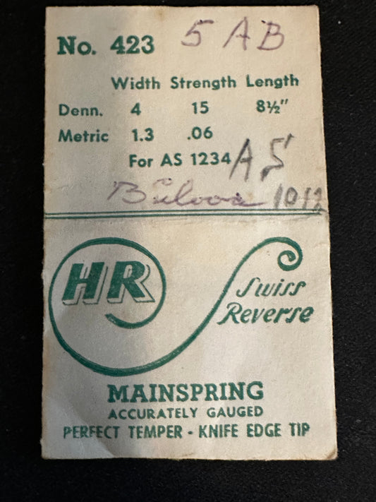 HR Mainspring No. 423 for AS caliber 1234 - Steel