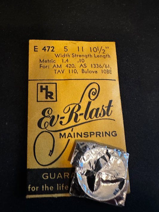 HR Mainspring E472 for Bulova 10BE, A. Michel 420, Tavannes 110, AS 1336, 1361 - Steel