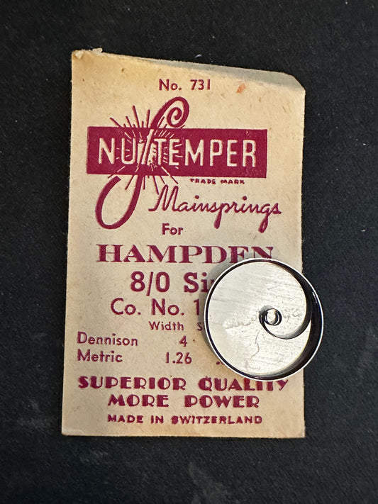 NuTemper Mainspring #731 for Hampden 8/0s movements No. 15696 - Steel