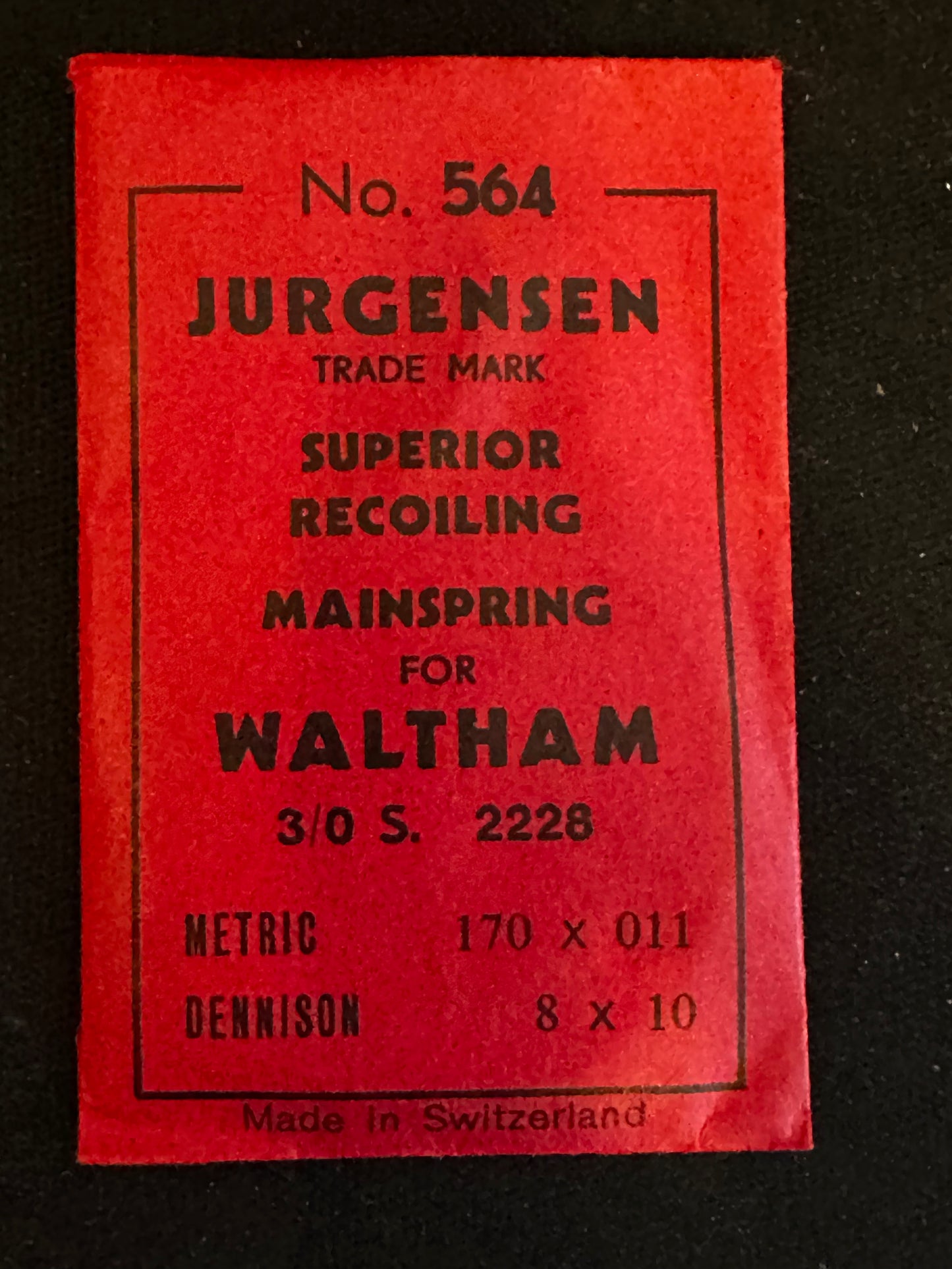 Jurgensen Mainspring #564 for Waltham 3/0s Factory No. 2228 - Steel