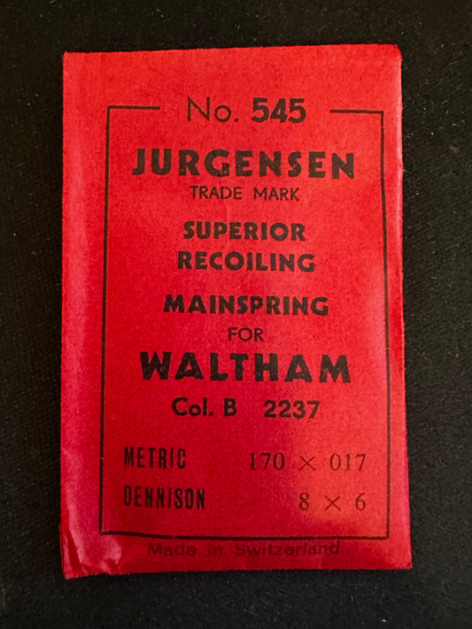 Jurgensen Mainspring #545 for Waltham Colonial B No. 2237 - Steel