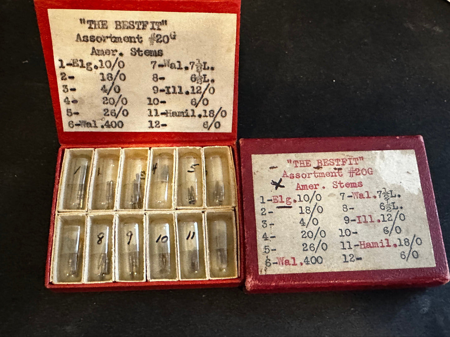 BESTFIT Assortment #20G of American Wrist Watch Stems in Box
