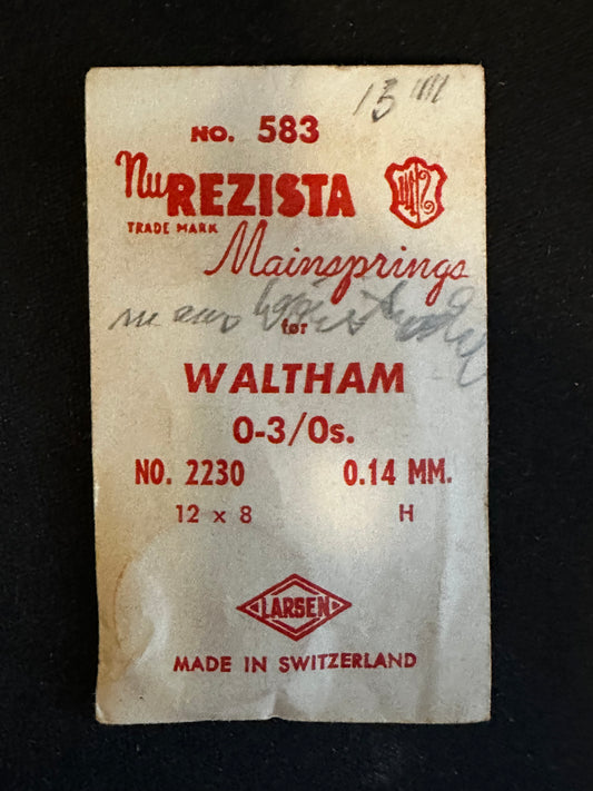 NuREZISTA Mainspring #583 for Waltham 0s & 3/0s Factory No. 2230 - Steel