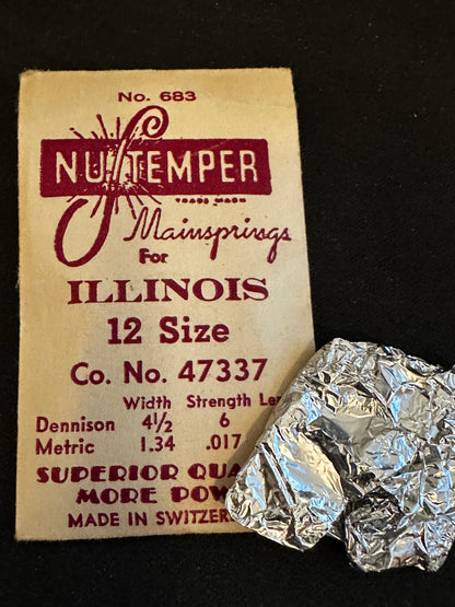 NuTemper Mainspring #683 for Illinois 12s Factory No. 47337 - Steel