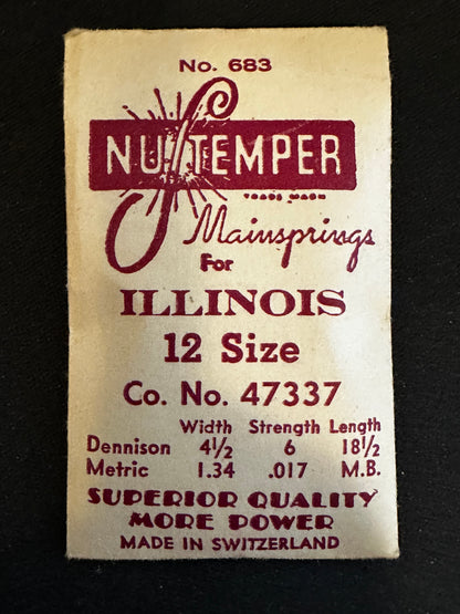 NuTemper Mainspring #683 for Illinois 12s Factory No. 47337 - Steel